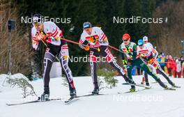 18.03.2018, Klingenthal, Germany (GER): Lukas Klapfer (AUT), Wilhelm Denifl (AUT), Manuel Faisst (GER) (l-r)  - FIS world cup nordic combined, individual gundersen HS140/10km, Klingenthal (GER). www.nordicfocus.com. © Volk/NordicFocus. Every downloaded picture is fee-liable.