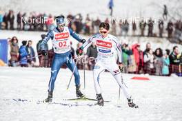 24.03.2018, Schonach, Germany (GER): Jarl Magnus Riiber (NOR), Go Yamamoto (JPN), (l-r)  - FIS world cup nordic combined, individual gundersen HS106/10km, Schonach (GER). www.nordicfocus.com. © Modica/NordicFocus. Every downloaded picture is fee-liable.