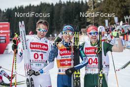 25.03.2018, Schonach, Germany (GER): Jarl Magnus Riiber (NOR), Akito Watabe (JPN), Fabian Riessle (GER), (l-r)  - FIS world cup nordic combined, individual gundersen HS106/15km, Schonach (GER). www.nordicfocus.com. © Modica/NordicFocus. Every downloaded picture is fee-liable.