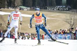 25.03.2018, Schonach, Germany (GER): Akito Watabe (JPN), Jarl Magnus Riiber (NOR), (l-r)  - FIS world cup nordic combined, individual gundersen HS106/15km, Schonach (GER). www.nordicfocus.com. © Modica/NordicFocus. Every downloaded picture is fee-liable.