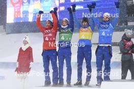 22.02.2018, Pyeongchang, Korea (KOR): Jan Schmid (NOR), Espen Andersen (NOR), Jarl Magnus Riiber (NOR), Joergen Graabak (NOR) - XXIII. Olympic Winter Games Pyeongchang 2018, nordic combined, team HS140/4x5km, Pyeongchang (KOR). www.nordicfocus.com. © Thibaut/NordicFocus. Every downloaded picture is fee-liable.