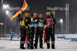 22.02.2018, Pyeongchang, Korea (KOR): Eric Frenzel (GER), Johannes Rydzek (GER), Fabian Riessle (GER), Vinzenz Geiger (GER) - XXIII. Olympic Winter Games Pyeongchang 2018, nordic combined, team HS140/4x5km, Pyeongchang (KOR). www.nordicfocus.com. © Thibaut/NordicFocus. Every downloaded picture is fee-liable.