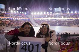 09.02.2018, Pyeongchang, Korea (KOR): Event Feature: volunteers have fun - XXIII. Olympic Winter Games Pyeongchang 2018, opening ceremony, Pyeongchang (KOR). www.nordicfocus.com. © Manzoni/NordicFocus. Every downloaded picture is fee-liable.