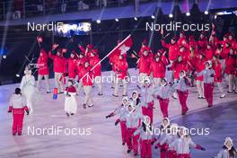 09.02.2018, Pyeongchang, Korea (KOR): Dario Cologna (SUI) with the Swiss Flag - XXIII. Olympic Winter Games Pyeongchang 2018, opening ceremony, Pyeongchang (KOR). www.nordicfocus.com. © Manzoni/NordicFocus. Every downloaded picture is fee-liable.