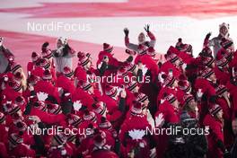 09.02.2018, Pyeongchang, Korea (KOR): Event Feature: Team Canada walks in - XXIII. Olympic Winter Games Pyeongchang 2018, opening ceremony, Pyeongchang (KOR). www.nordicfocus.com. © Manzoni/NordicFocus. Every downloaded picture is fee-liable.