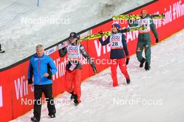 20.01.2018, Oberstdorf, Germany (GER): Daniel Andre Tande (NOR), Kamil Stoch (POL), Richard Freitag (GER), (l-r)  - FIS ski flying world championships, individual HS225, Oberstdorf (GER). www.nordicfocus.com. © Rauschendorfer/NordicFocus. Every downloaded picture is fee-liable.