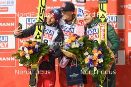 20.01.2018, Oberstdorf, Germany (GER): Kamil Stoch (POL), Daniel Andre Tande (NOR), Richard Freitag (GER), (l-r) - FIS ski flying world championships, individual HS225, Oberstdorf (GER). www.nordicfocus.com. © Rauschendorfer/NordicFocus. Every downloaded picture is fee-liable.