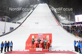 20.01.2018, Oberstdorf, Germany (GER): Kamil Stoch (POL), Daniel Andre Tande (NOR), Richard Freitag (GER), (l-r) - FIS ski flying world championships, individual HS225, Oberstdorf (GER). www.nordicfocus.com. © Rauschendorfer/NordicFocus. Every downloaded picture is fee-liable.