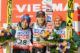 20.01.2018, Oberstdorf, Germany (GER): Kamil Stoch (POL), Daniel Andre Tande (NOR), Richard Freitag (GER), (l-r)  - FIS ski flying world championships, individual HS225, Oberstdorf (GER). www.nordicfocus.com. © Rauschendorfer/NordicFocus. Every downloaded picture is fee-liable.