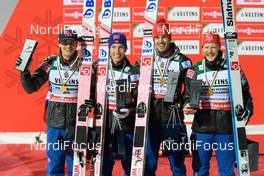 21.01.2018, Oberstdorf, Germany (GER): Daniel Andre Tande (NOR), Johann Andre Forfang (NOR), Andreas Stjernen (NOR), Robert Johansson (NOR), (l-r) - FIS ski flying world championships, team HS225, Oberstdorf (GER). www.nordicfocus.com. © Rauschendorfer/NordicFocus. Every downloaded picture is fee-liable.