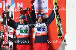 21.01.2018, Oberstdorf, Germany (GER): Stefan Hula (POL), Kamil Stoch (POL), (l-r) - FIS ski flying world championships, team HS225, Oberstdorf (GER). www.nordicfocus.com. © Rauschendorfer/NordicFocus. Every downloaded picture is fee-liable.