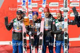 21.01.2018, Oberstdorf, Germany (GER): Daniel Andre Tande (NOR), Johann Andre Forfang (NOR), Andreas Stjernen (NOR), Robert Johansson (NOR), (l-r) - FIS ski flying world championships, team HS225, Oberstdorf (GER). www.nordicfocus.com. © Rauschendorfer/NordicFocus. Every downloaded picture is fee-liable.