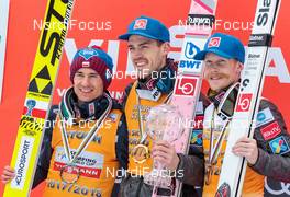 25.03.2018, Planica, Slovenia (SLO): Kamil Stoch (POL), Andreas Stjernen (NOR), Robert Johansson (NOR) (l-r)  - FIS world cup ski flying, cups, Planica (SLO). www.nordicfocus.com. © Nordicfocus/EXPA/JFK. Every downloaded picture is fee-liable.