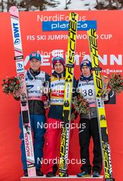 23.03.2018, Planica, Slovenia (SLO): Johann Andre Forfang (NOR), Kamil Stoch (POL), Stefan Kraft (AUT) (l-r)  - FIS world cup ski flying, individual HS225, Planica (SLO). www.nordicfocus.com. © Nordicfocus/EXPA/JFK. Every downloaded picture is fee-liable.