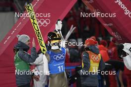 19.02.2018, Pyeongchang, Korea (KOR): Andreas Wellinger (GER) - XXIII. Olympic Winter Games Pyeongchang 2018, ski jumping, team HS140, Pyeongchang (KOR). www.nordicfocus.com. © Thibaut/NordicFocus. Every downloaded picture is fee-liable.