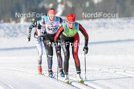 13.01.2018, Seefeld, Austria (AUT): Sara Lindborg (SWE), Lina Korsgren (SWE), Kari Vikhagen Gjeitnes (NOR), (l-r)  - Visma Ski Classics Kaiser Maximilian Lauf, Seefeld (AUT). www.nordicfocus.com. © Rauschendorfer/NordicFocus. Every downloaded picture is fee-liable.