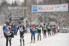 18.02.2018, Tartu, Estonia (EST): ALEXANDR Yakovenko (RUS), MAREK N??mm (EST), SERAINA Boner (SUI), TIIT Orlovski (EST), JUSSI Haekkinen (FIN), AURELIE Dabudyk (FRA) - FIS World Loppet Tartu Marathon, Tartu (EST). www.nordicfocus.com. © Tumashov/NordicFocus. Every downloaded picture is fee-liable.