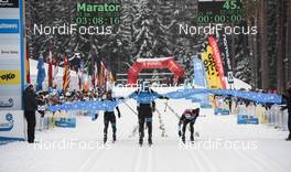 18.02.2018, Tartu, Estonia (EST): IVAN Perrilat-Boiteux (FRA), GERARD Angellet (FRA), ANTOINE Auger (FRA) - FIS World Loppet Tartu Marathon, Tartu (EST). www.nordicfocus.com. © Tumashov/NordicFocus. Every downloaded picture is fee-liable.