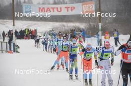 18.02.2018, Tartu, Estonia (EST): MART KEVIN P??lluste (EST), JOERI Kindschi (SUI), CORSIN Hoesli (SUI) - FIS World Loppet Tartu Marathon, Tartu (EST). www.nordicfocus.com. © Tumashov/NordicFocus. Every downloaded picture is fee-liable.