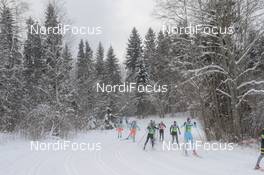 18.02.2018, Tartu, Estonia (EST): LINARD Kindschi (SUI), ADRIEN Mougel (FRA), FABIAN Schaad (SUI), JOOSEP Karlson (EST), JOERI Kindschi (SUI) - FIS World Loppet Tartu Marathon, Tartu (EST). www.nordicfocus.com. © Tumashov/NordicFocus. Every downloaded picture is fee-liable.