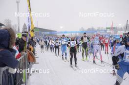 18.02.2018, Tartu, Estonia (EST): Start, CASPAR Austa (EST), ALEKSANDR Rachinin (RUS) - FIS World Loppet Tartu Marathon, Tartu (EST). www.nordicfocus.com. © Tumashov/NordicFocus. Every downloaded picture is fee-liable.