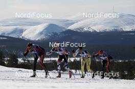 14.04.2018, Levi, Finland (FIN): Anders Aukland (NOR), Simen Oestensen (NOR), Tore Bjoerseth Berdal (NOR), Andreas Nygaard (NOR), (l-r) - Visma Ski Classics Yllaes-Levi, Levi (FIN). www.nordicfocus.com. © Magnus Oesth/NordicFocus. Every downloaded picture is fee-liable.