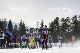 14.04.2018, Levi, Finland (FIN): Stian Hoelgaard (NOR), Andreas Nygaard (NOR), (l-r) - Visma Ski Classics Yllaes-Levi, Levi (FIN). www.nordicfocus.com. © Magnus Oesth/NordicFocus. Every downloaded picture is fee-liable.