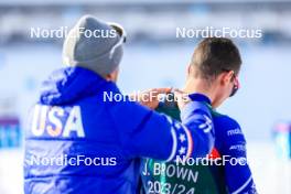28.02.2024, Oslo, Norway (NOR): Jake Brown (USA) gets a transponder placed - IBU World Cup Biathlon, training, Oslo (NOR). www.nordicfocus.com. © Manzoni/NordicFocus. Every downloaded picture is fee-liable.