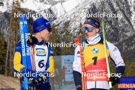 16.03.2024, Canmore, Canada (CAN): Sebastian Samuelsson (SWE), Johannes Thingnes Boe (NOR), (l-r) - IBU World Cup Biathlon, pursuit men, Canmore (CAN). www.nordicfocus.com. © Manzoni/NordicFocus. Every downloaded picture is fee-liable.