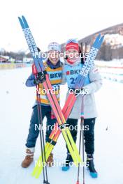 28.01.2024, Goms, Switzerland (SUI): Jessie Diggins (USA), Nadine Faehndrich (SUI), (l-r)  - FIS world cup cross-country, mass, Goms (SUI). www.nordicfocus.com. © Modica/NordicFocus. Every downloaded picture is fee-liable.
