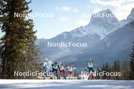 09.02.2024, Canmore, Canada (CAN): William Poromaa (SWE), Simone Dapra (ITA), Johannes Hoesflot Klaebo (NOR), Jonas Baumann (SUI), Thomas Maloney Westgaard (IRL), (l-r)  - FIS world cup cross-country, 15km mass, Canmore (CAN). www.nordicfocus.com. © Modica/NordicFocus. Every downloaded picture is fee-liable.