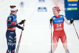 09.03.2024, Oslo, Norway (NOR): Delphine Claudel (FRA), Nadja Kaelin (SUI), (l-r)  - FIS world cup cross-country, mass women, Oslo (NOR). www.nordicfocus.com. © Modica/NordicFocus. Every downloaded picture is fee-liable.