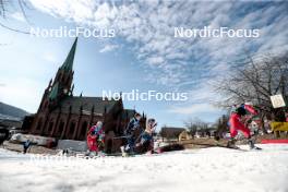 12.03.2024, Drammen, Norway (NOR): Julie Myhre (NOR), Katharina Hennig (GER), Lena Quintin (FRA), Jessie Diggins (USA), Anna Svendsen (NOR), Emma Ribom (SWE), (l-r)  - FIS world cup cross-country, individual sprint, Drammen (NOR). www.nordicfocus.com. © Modica/NordicFocus. Every downloaded picture is fee-liable.