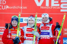 14.01.2024, Oberstdorf, Germany (GER): Gyda Westvold Hansen (NOR), Ida Marie Hagen (NOR), Mari Leinan Lund (NOR), (l-r)  - FIS world cup nordic combined women, compact HS106/5km, Oberstdorf (GER). www.nordicfocus.com. © Volk/NordicFocus. Every downloaded picture is fee-liable. 