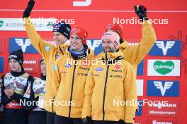 26.01.2024, Bad Mitterndorf, Germany (GER): Andreas Wellinger (GER), Stephan Leyhe (GER), Karl Geiger (GER), Pius Paschke (GER), (l-r) - FIS world championships ski flying men, medals, Bad Mitterndorf (GER). www.nordicfocus.com. © Thibaut/NordicFocus. Every downloaded picture is fee-liable.