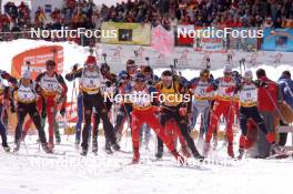 13.03.2005, Hochfilzen, Austria (AUT) Sergei Rozhkov (RUS), Michal Slesingr (CZE), Michael Greis (GER), Ole Einar Bjoerndalen (NOR), Sven Fischer (GER), Halvard Hanevold (NOR), Vincent Defrasne (FRA), (l-r) - IBU World Championships Biathlon, mass start men, Hochfilzen (AUT). www.nordicfocus.com. © Furtner/NordicFocus. Every downloaded picture is fee-liable.