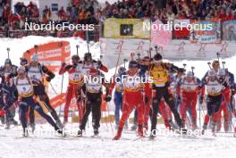 13.03.2005, Hochfilzen, Austria (AUT) Sergei Rozhkov (RUS), Michal Slesingr (CZE), Michael Greis (GER), Ole Einar Bjoerndalen (NOR), Sven Fischer (GER), Halvard Hanevold (NOR), Vincent Defrasne (FRA), (l-r) - IBU World Championships Biathlon, mass start men, Hochfilzen (AUT). www.nordicfocus.com. © Furtner/NordicFocus. Every downloaded picture is fee-liable.