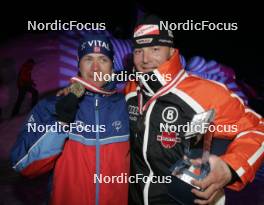 13.03.2005, Hochfilzen, Austria (AUT) Ole Einar Bjoerndalen (NOR), Sven Fischer (GER), (l-r) - IBU World Championships Biathlon, medals, Hochfilzen (AUT). www.nordicfocus.com. © Furtner/NordicFocus. Every downloaded picture is fee-liable.