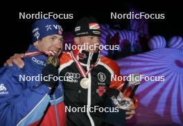 13.03.2005, Hochfilzen, Austria (AUT) Ole Einar Bjoerndalen (NOR), Sven Fischer (GER), (l-r) - IBU World Championships Biathlon, medals, Hochfilzen (AUT). www.nordicfocus.com. © Furtner/NordicFocus. Every downloaded picture is fee-liable.