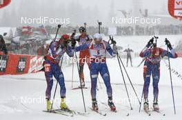 Biathlon - IBU World Cup Biathlon pursuit men 12.5km - Hochfilzen (AUT): Sergei Rozhkov (RUS), Ivan Tcherezov (RUS), Dmitri Iarochenko (RUS).