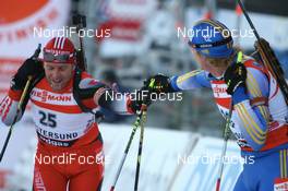 Biathlon - IBU World Cup Biathlon pursuit men 15km - Ostersund (SWE): Matthias Simmen (SUI), Mattias Jr. Nilsson (SWE).