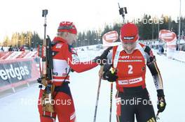 Biathlon - IBU World Cup Biathlon pursuit women 10km - Ostersund (SWE): Magdalena Gwizdon (POL), Kati Wilhelm (GER).