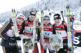 Biathlon - IBU World Cup Biathlon Hochfilzen AUT, 4x7.5km Relay men: 2nd place Team GER fltr: Michael Roesch, Alexander Wolf, Andi Birnbacher, Sven Fischer