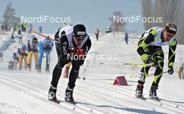 25.02.2012, Erzurum, Turkey (TUR): l-r: Jonas Baumann (SUI), Alexis Jeannerod (FRA), Atomic, Leki, Odlo, One Way, Rossignol - FIS junior world ski championships cross-country, skiathlon men U23, Erzurum (TUR). www.nordicfocus.com. © Felgenhauer/NordicFocus. Every downloaded picture is fee-liable.