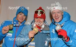 26.01.2013, Obertillach, Austria (AUT): Maxim TSVETKOV (RUS) - Alexandr LOGINOV (RUS) - Johannes Thingnes BOE (NOR) - IBU Youth and Junior world ski championships biathlon, individual men sprint, Obertillach (AUT). www.nordicfocus.com. © Wukits/NordicFocus. Every downloaded picture is fee-liable.