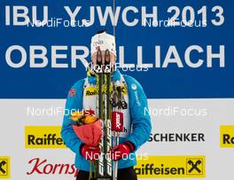 27.01.2013, Obertillach, Austria (AUT): Johannes Thingnes BOE (NOR) - IBU Youth and Junior world ski championships biathlon, pursuit men, Obertillach (AUT). www.nordicfocus.com. © Wukits/NordicFocus. Every downloaded picture is fee-liable.