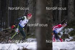 06.12.2018, Pokljuka, Slovenia (SLO): Benedikt Doll (GER), Dominik Landertinger (AUT), (l-r) - IBU world cup biathlon, individual men, Pokljuka (SLO). www.nordicfocus.com. © Manzoni/NordicFocus. Every downloaded picture is fee-liable.