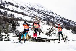 17.02.2019, Soldier Hollow, United States of America (USA): Simon Desthieux (FRA), Johannes Thingnes Boe (NOR), Benedikt Doll (GER), (l-r) -  IBU world cup biathlon, relay mixed, Soldier Hollow (USA). www.nordicfocus.com. © Manzoni/NordicFocus. Every downloaded picture is fee-liable.