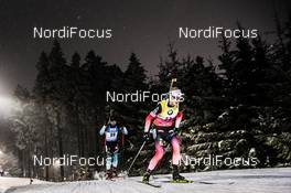 20.12.2018, Nove Mesto, Czech Republic (CZE): Martin Fourcade (FRA), Johannes Thingnes Boe (NOR), (l-r) - IBU world cup biathlon, sprint men, Nove Mesto (CZE). www.nordicfocus.com. © Manzoni/NordicFocus. Every downloaded picture is fee-liable.