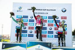 21.03.2019, Holmenkollen, Oslo, Norway (NOR): Franziska Preuss (GER), Anastasiya Kuzmina (SVK), Paulina Fialkova (SVK), (l-r), (l-r) - IBU world cup biathlon, sprint women, Oslo (NOR). www.nordicfocus.com. © Manzoni/NordicFocus. Every downloaded picture is fee-liable.